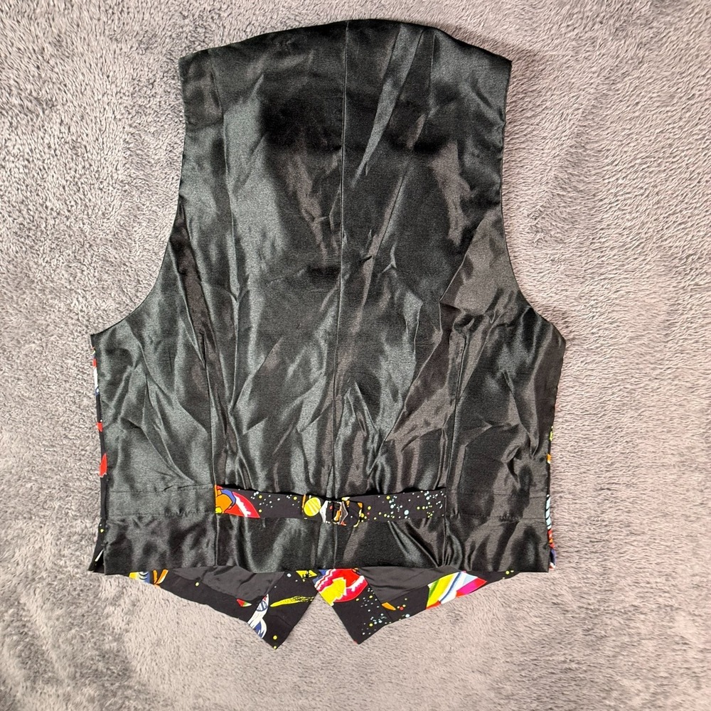 Vintage Planet Hollywood Vest L/XL Black Colorful Graphics 90s Waistcoat - Picture 3 of 7